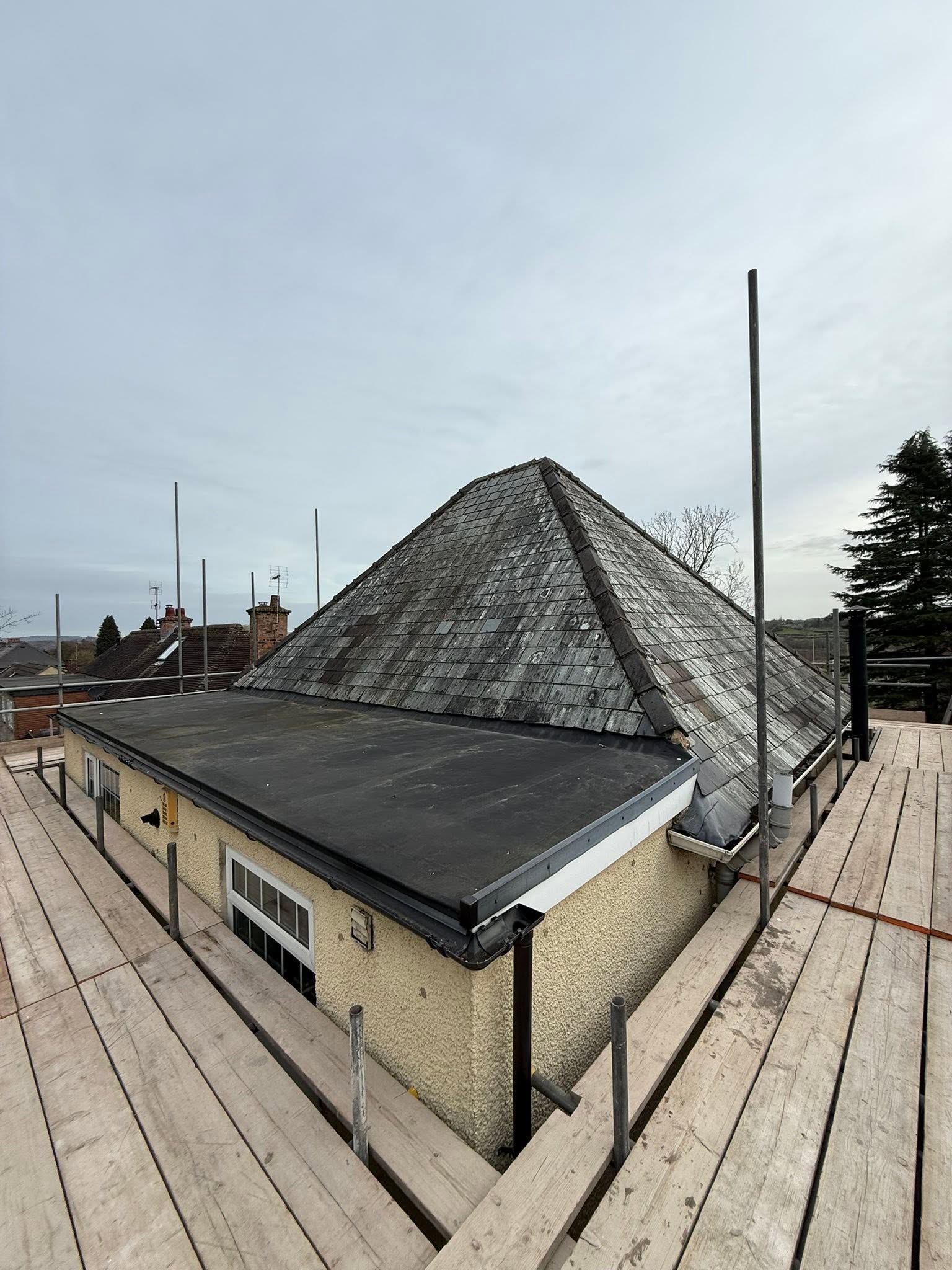 New tiled roof with solar panel installation