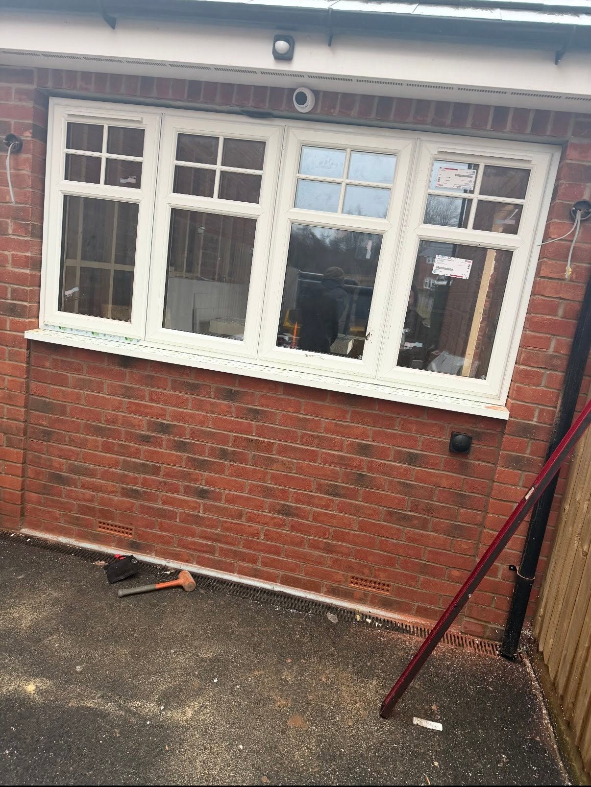 New uPVC windows fitted into brick extension wall